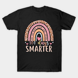 100Th Day Of School Teacher 100 Days Smarter Rainbow Student T-Shirt